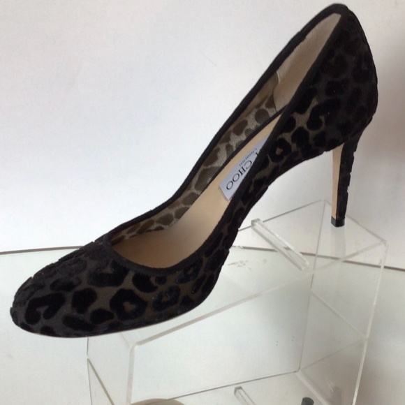Brigitte 100 | Black Patent Leather Pumps | JIMMY CHOO JIMMY CHOO Black Bridget 100 Leopard-print Pumps (Size 38.5)